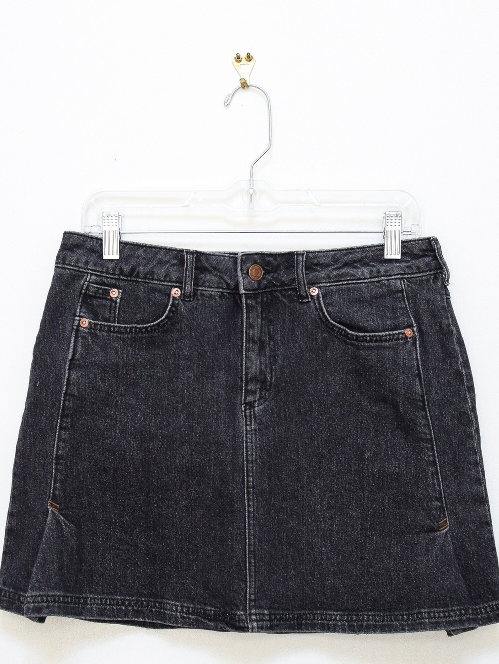 Anthropologie Pilcro Denim Side Pleat Mini Skirt Dark Wash Sz 6 Y2K Boho Western - Picture 4 of 10